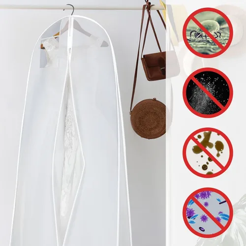 Miniatura 11 de Windyun Paquete de 6 bolsas de ropa para vestidos de novia de 71 pulgadas, bolsas de vestir para vestidos largos con refuerzo de 9 pulgadas