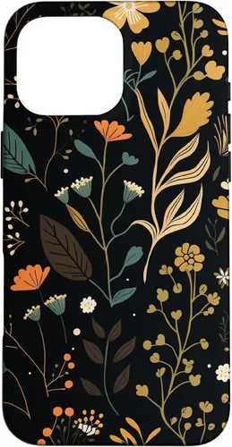 Miniatura 19 de Funda negra para iPhone 12/12 Pro con diseño floral, estética, simple, bohemio, moderno, flores botánicas