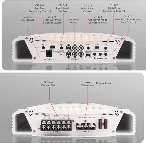 Miniatura 3 de Pyle Receptor amplificador marino de 6 canales, amplificador de audio inalámbrico impermeable para altavoz estéreo con fuente de MOSFET dual