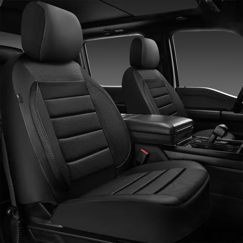 Miniatura 8 de CAR PASS Juego completo de fundas de asiento de automóvil de cuero con soporte lumbar de espuma 3D, fundas de asiento automotrices de malla de aire