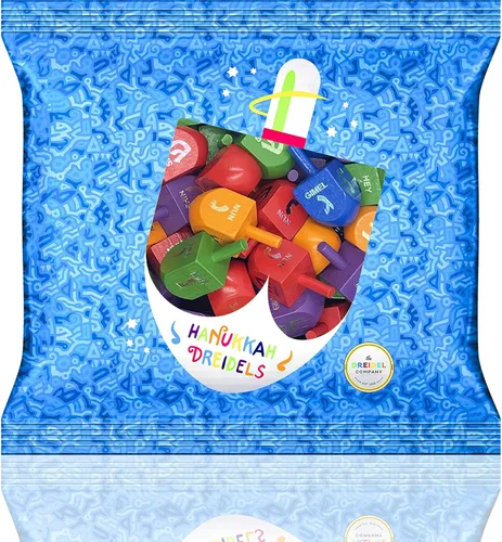 Miniatura 3 de The Dreidel Company Dreidels de madera multicolor de tamaño mediano Hanukkah Draydels con transliteración en inglés (paquete de 10)