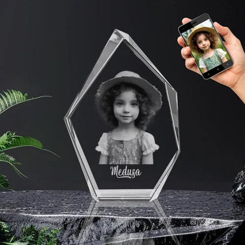 Rombo personalizado con foto de cristal – Grabado 2D/3D opcional, regalos de cristal personalizados con tu propia foto, día de San Valentín,