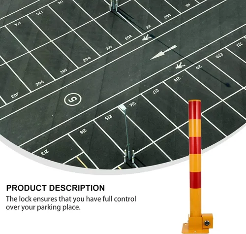 Miniatura 5 de Garneck Bolardo de estacionamiento para estacionamiento, hierro de tráfico, barra de tubo con cerradura, postes de protección de estacionamiento