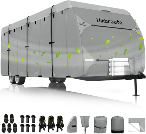 Miniatura 12 de Umbrauto Cubierta para caravana de 5ª rueda de 28 a 31 pies, 7 capas superiores extra gruesa, cubierta de quinta rueda, impermeable, resistente al