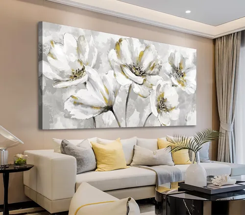 Miniatura 11 de arteWOODS Arte de Pared en Lienzo de Flores - Cuadros de Ramas de Flores Beige Decoración de Pared Pintura Botánica Rústica Marrón Obra de Arte