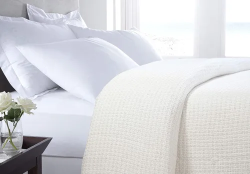 Miniatura 2 de HILLFAIR Manta 100% algodón peinado, manta de cama Twin XL, suave, acogedora, cálida, mantas multipropósito para decoración del hogar de lujo, 66 x