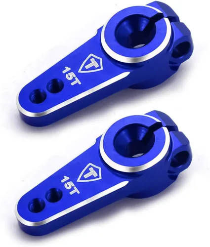 TREAL Bocina servo SCX24 15T para servo EMAX, brazo servo de aluminio 7075 (2P) compatible con Axial 1/24 SCX24 (azul)
