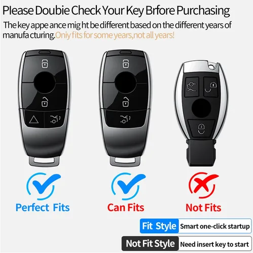 Miniatura 2 de Compatible con funda para llavero Mercedes Benz con llavero, TPU suave protección de 360 grados para GLA GLE GLS 2020-2025 Clase S 2019-2023 Clase E