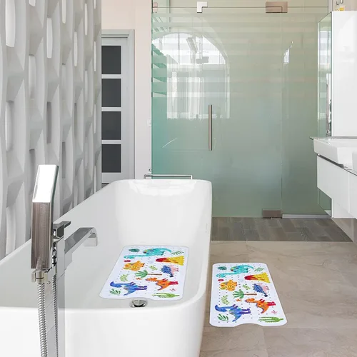 Miniatura 5 de GDV Tapete de baño para bebé para niños, tapete de baño extra grande de 40 x 16 pulgadas, antideslizante, con dibujos animados, con ventosas