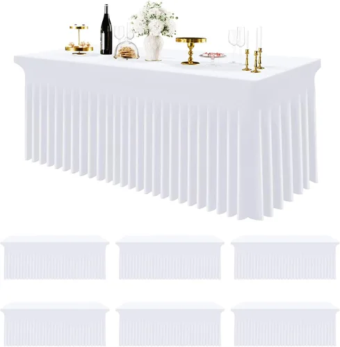 Miniatura 11 de Smiry Mantel de Spandex Paquete de 6, Mantel Elástico Ajustable Extensible para Mesas Rectangulares de 4 Pies, Cubierta de Mesa Impermeable Lavable