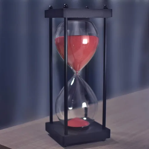 Miniatura 3 de Temporizador de reloj de arena de 60 minutos, marco de madera negro, temporizador de arena decorativo (arena roja, tamaño grande)