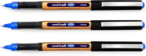 uni-ball On Point 'Stay Gold' Eye - Bolígrafos anchos para escritura a mano, paquete de 3 en tinta azul