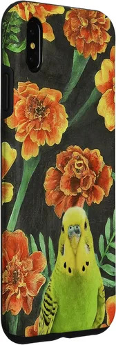 Miniatura 3 de iPhone XS Max Parakeet Budgie Orange Yellow Marigolds Flower Pattern Case