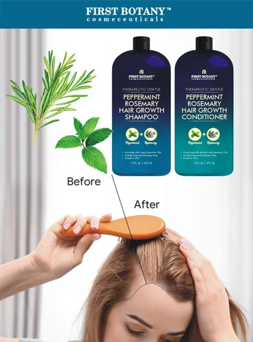 Miniatura 2 de First Botany, Peppermint Romero - Champú y acondicionador contra la caída del cabello y champú para el crecimiento del cabello, hidratante diario