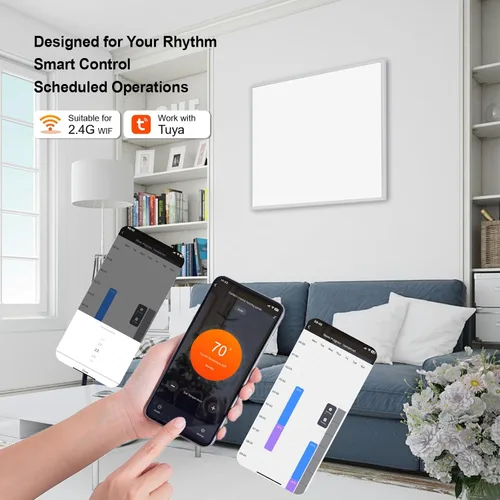 Miniatura 2 de Calentador de Espacio Infrarrojo 350W para Uso en Interiores con Termostato, Calentador de Panel de Convección Eléctrico Montado en la Pared, Panel