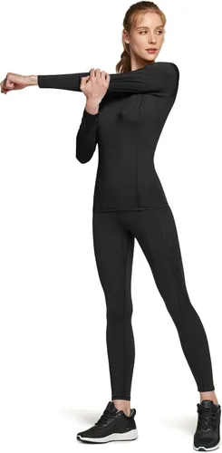 Miniatura 9 de ATHLIO Paquete de 2 camisetas deportivas de compresión para mujer, camisetas de entrenamiento de manga larga para entrenamiento, gimnasio, yoga