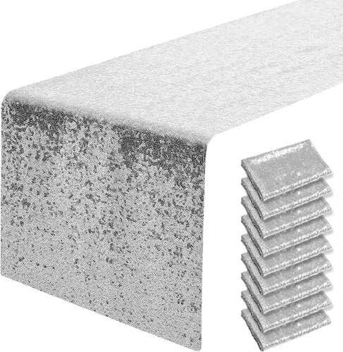 Miniatura 19 de Pufogu - Camino de mesa de lentejuelas brillantes de 12 x 72 pulgadas para fiestas de cumpleaños, decoración de bodas, despedidas de soltera