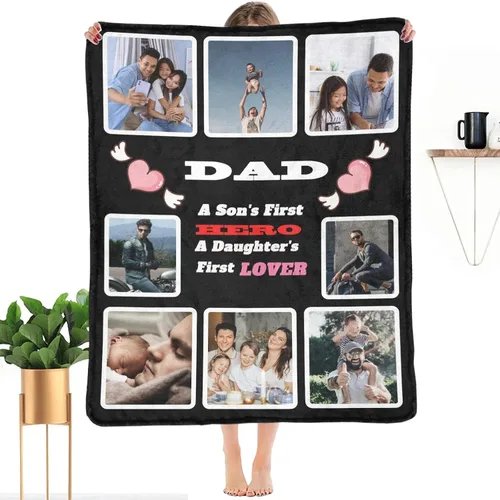 Miniatura 28 de HUGLAZY Mantas personalizadas con fotos, texto, mantas personalizadas con imagen, mantas personalizadas para papá con collage de fotos, manta