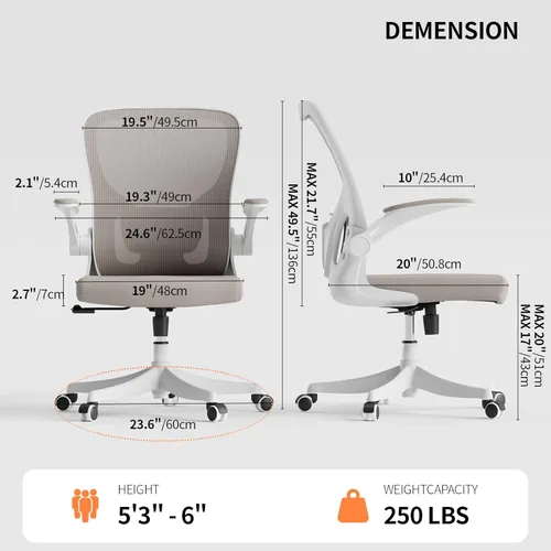 Miniatura 2 de Silla ergonómica de escritorio de oficina, inclinación de 90° a 125°, silla de escritorio para el hogar con ruedas giratorias y silenciosas de 360°