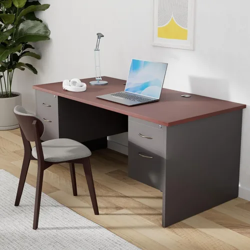 Miniatura 2 de Lorell Serie de escritorio modular de laminado de caoba/carbón