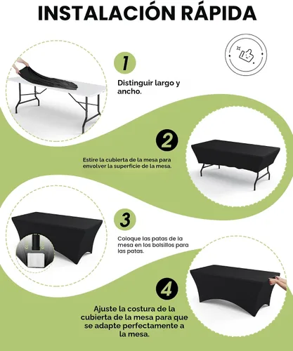 Miniatura 4 de Pureegg Mantel de Spandex de 6 pies - Paquete de 6, Cubierta de Mesa Ajustada y Elástica para Mesas Rectangulares, Tela Resistente a las Arrugas