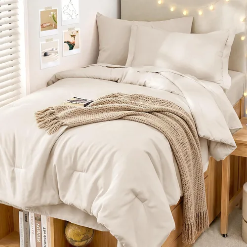 MUXHOMO Juego de edredón de 5 piezas Twin XL, cama suave en una bolsa tamaño Twin XL, juego de ropa de cama para todas las estaciones con edredón,