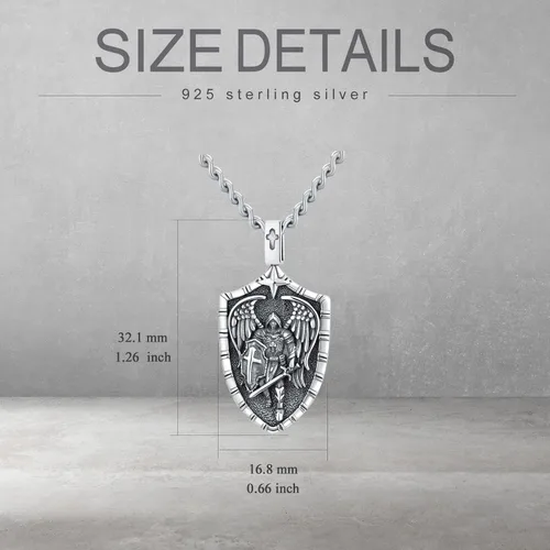 Miniatura 6 de WINNICACA Joyería de plata de ley de San Miguel para hombres, joyería con colgante para padre, novio, medalla de San Miguel para niños y hijos