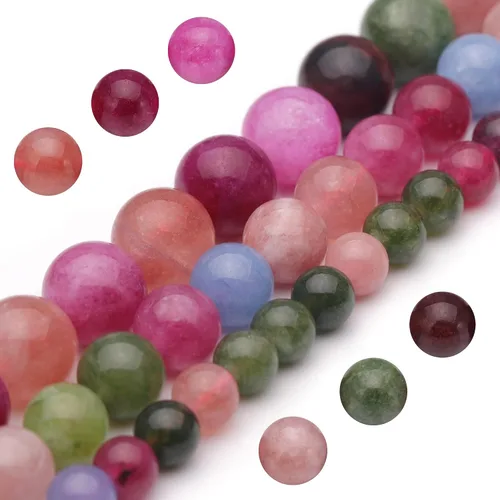 Miniatura 13 de Youngbling Cuentas de jade natural para hacer joyería, cuentas de jade verde pulido de 8 mm redondas y lisas, piedra auténtica para pulseras