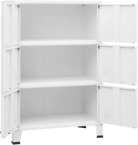 Miniatura 7 de Cabient de almacenamiento de metal de estilo industrial con 2 estantes, archivador de acero blanco con 6 puertas para oficina en casa, garaje