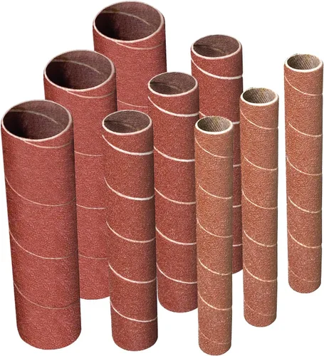Miniatura 17 de Powertec 11210 - Mangas de lija de 4.5 pulgadas para lijadora de husillo, grano 120, papel de lija de óxido de aluminio de diámetro 1/2 pulgada