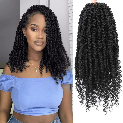 Miniatura 17 de 9 paquetes de cabello pretrenzado Passion Twist de 10 pulgadas, cabello de ganchillo Passion Twist con ombre marrón, trenzas de ganchillo bohemio