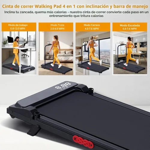 Miniatura 2 de KASSADIN Walking Pad with Handle Bar, 2026 Upgrade Portable Small Treadmill with Handles for Home Small, 3.0HP Under Desk Walking Pad Treadmill with