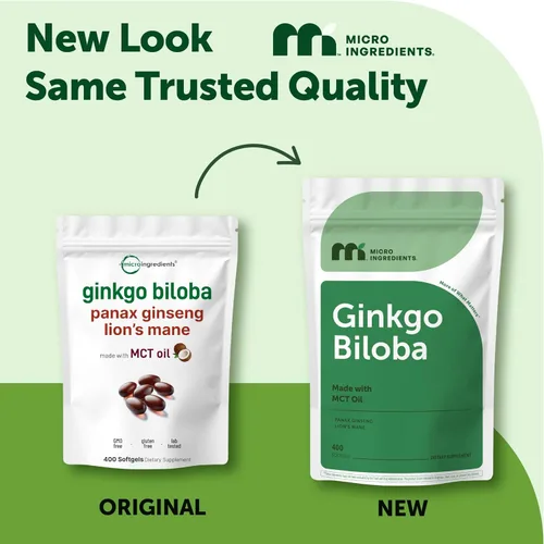 Miniatura 2 de Micro Ingredients Ginkgo Biloba y Ginseng, 400 cápsulas blandas Suministro para 6 meses Suplemento de triple fuerza de ginko biloba y melena