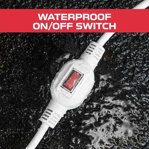 Miniatura 8 de Iron Forge Cable Cable de extensión blanco de 3 pies para exteriores con interruptor en línea impermeable IP65 de encendido/apagado, interruptor