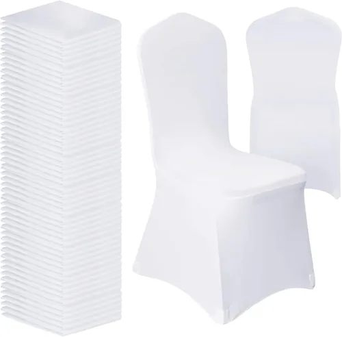 Miniatura 8 de Vencede 50 fundas para sillas de elastano elástico negro, fundas para sillas para bodas, protectores universales para sillas para fiestas