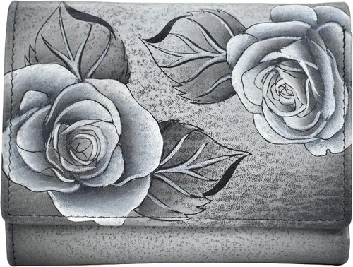 Miniatura 30 de Anna by Anuschka Cartera de tres pliegues pintada a mano para mujer de cuero