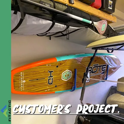 Miniatura 5 de Juego de estantes de pared de exhibición de metal, almacenamiento definitivo para tablas de SUP, tablas de surf, wakeboards, kiteboards, tablas
