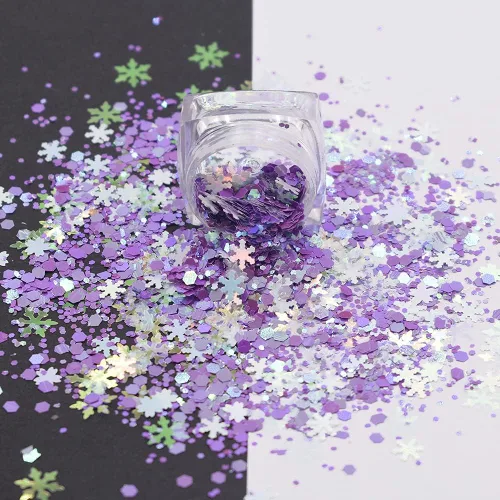 Miniatura 21 de Caja y juego de 12 colores – Árbol de copo de nieve de Navidad Serie de mezclas gruesas con purpurina – Festival Rave Beauty Maquillaje de cara