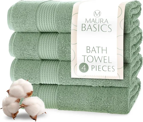 Miniatura 51 de MAURA Basics - Toallas de baño de 100 % algodón turco con bucles de gancho. Juego de toallas de felpa absorbentes de lujo extra grandes para baño