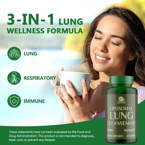 Miniatura 8 de Suplemento Liposomal Lung Cleansemax con Extracto de Hoja de Gordolobo, Extracto de Fruta de Saúco, Quercetina + 13 Hierbas y Vitaminas, Absorción