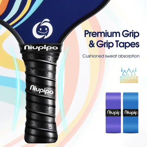 Miniatura 6 de niupipo Pickleball Paddles Set of 2 or 4, USAPA Approved Fiberglass Pickleball Paddle Set with Balls and Bag, Polypropylene Honeycomb Core, azul*2
