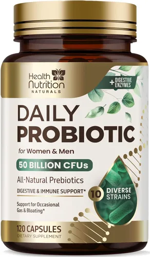 Probióticos 50 mil millones de UFC por porción – 10 cepas + prebióticos – Salud digestiva, intestinal e inmunitario – Apoyo ocasional para