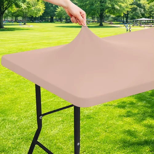 Miniatura 19 de Moosfor Mantel rectangular de elastano de 4 pies, manteles elásticos ajustables para pícnic, funda elástica y lavable para mesa de patio para Azul