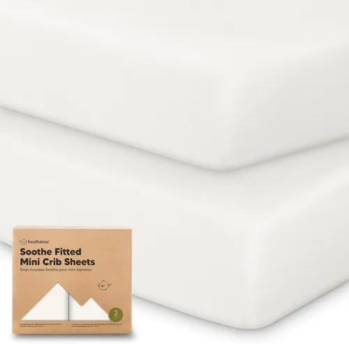 Miniatura 10 de 2 paquetes de sábanas ajustadas para mini cuna - 38x26 sábanas Pack N Play para colchón Pack and Play, algodón orgánico, ropa de cama transpirable