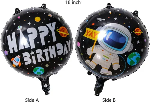 Miniatura 5 de Globos de planeta astronauta del sistema solar, globos de papel de aluminio, globos grandes de Mylar con helio, guirnalda de feliz cumpleaños para 10