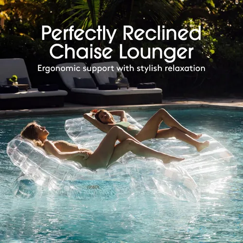 Miniatura 3 de FUNBOY Flotador de Piscina Tumbona Chaise Gigante Súper Transparente, Tamaño para 1-2 Personas