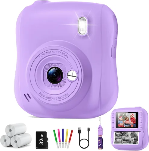 Miniatura 8 de Cámara de impresión instantánea para niños, regalos de Navidad y cumpleaños para niños y niñas de 3, 4, 5, 6, 7, 8, 9, 10, 11, 12 años, videocámara