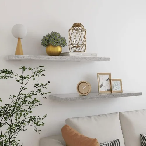 Miniatura 56 de Estantes flotantes de pared, juego de 4 estantes decorativos para montar en la pared, estante colgante con soportes invisibles para decoración