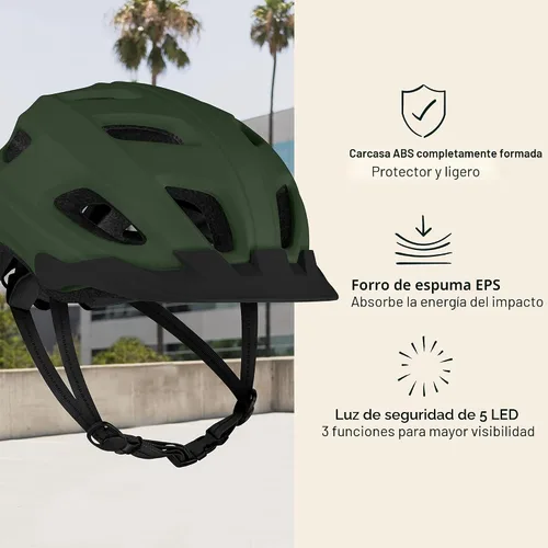 Miniatura 2 de Retrospec Lennon Casco de Bicicleta para Adultos con luz de seguridad LED, esfera ajustable y visera extraíble, casco de ciclismo ajustable