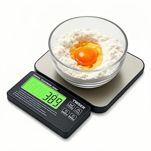 Báscula de cocina digital de 33 lb, YWSER de diseño dividido nuevo 2024 con función de tara de 7 unidades y pantalla LCD, graduación precisa de 1 g,